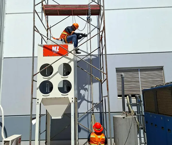 Instalación de colector de polvo de cartuchos en planta